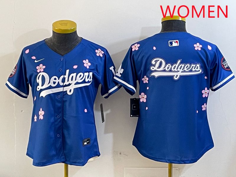 Women Los Angeles Dodgers Blank Blue Sakura Edition 2025 Nike MLB Jersey style 13